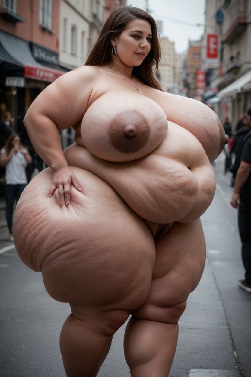 Fat Rolls, Standing, Hyper Massive Belly BBW AI Porn
