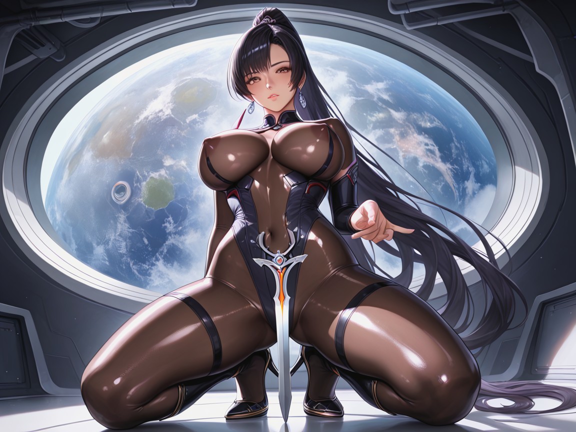 In Heat, Metallic Heels, Futuristic Space Station Hentai AI Porn