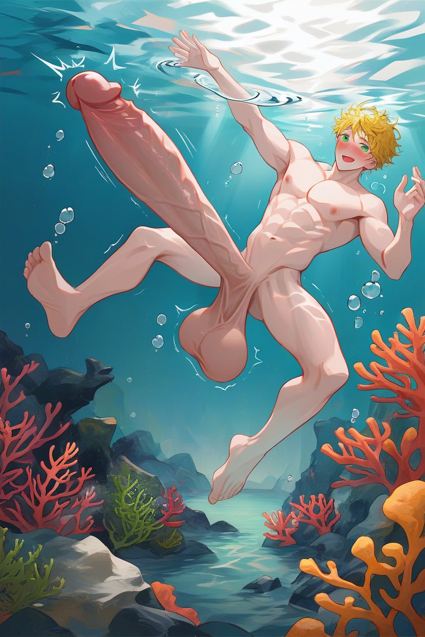Floating, Smiling, Gigantic AI Gay Porn