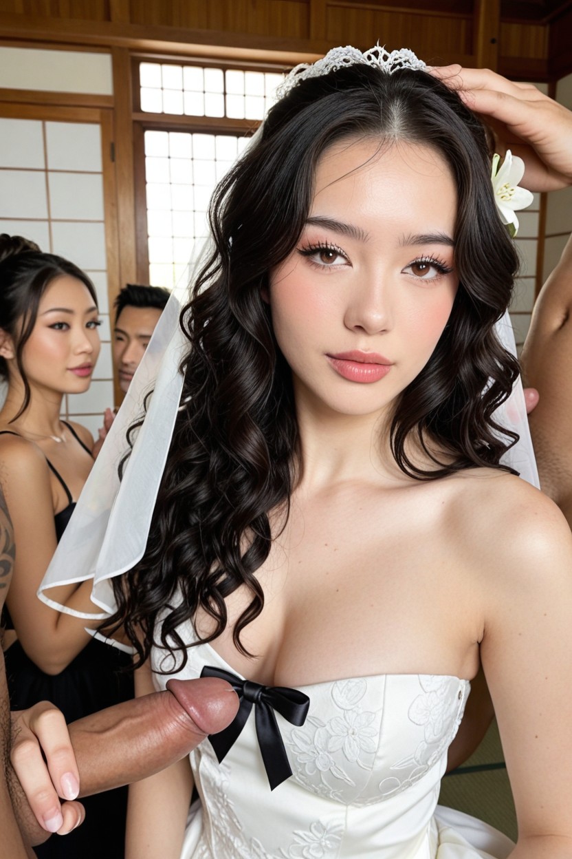 Round Pretty Face, Wearing A Wedding Dress, Japanese House AI Porn