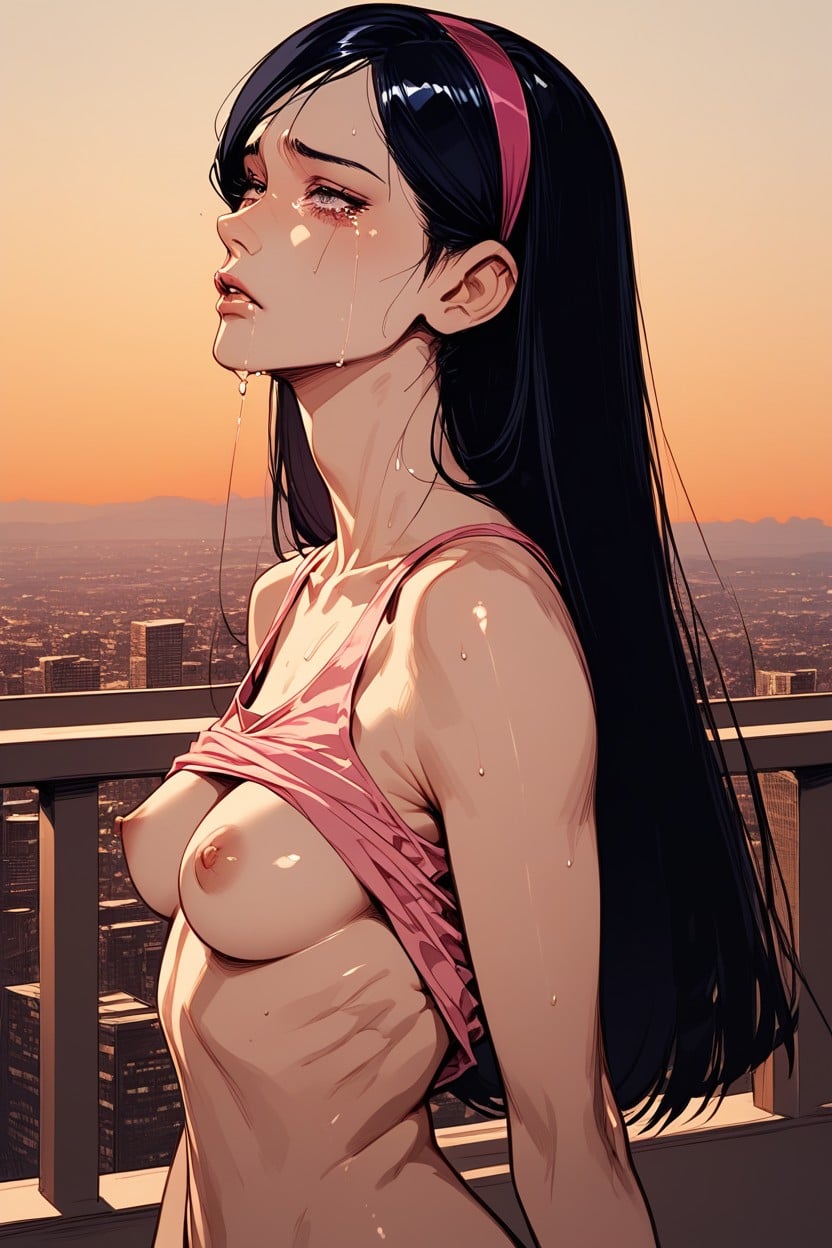 On Balcony, Small Breasts, Pear Body Hentai AI Porn