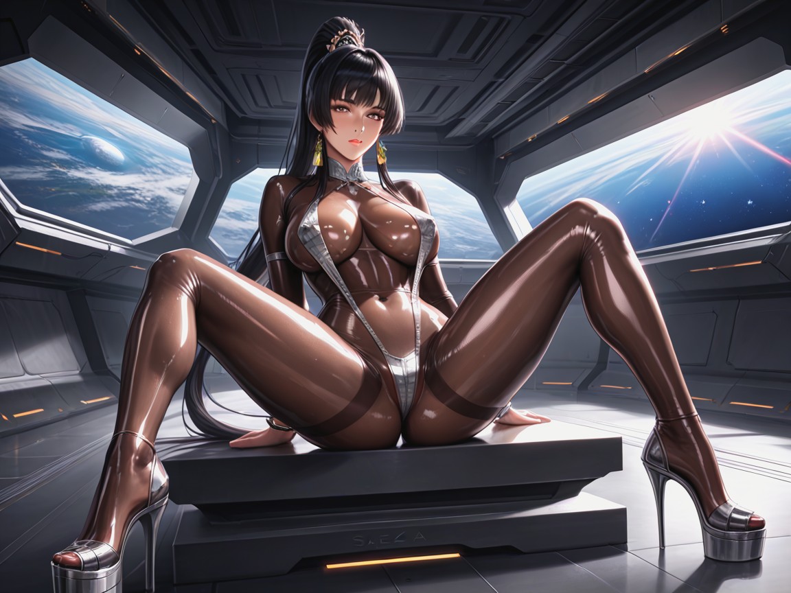 Very Long High Ponytail, Detailed Body, Straight Hair Hentai AI Porn
