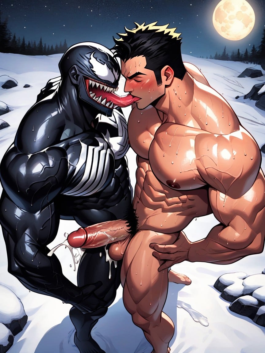 Gay Couple, Motion Lines, Oiled Skin AI Gay Porn