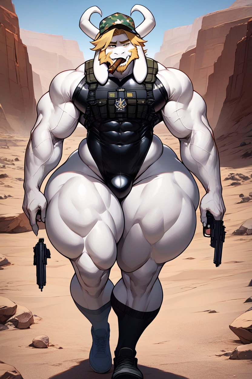 Military Tent, Long Ears, Muscular AI Gay Porn