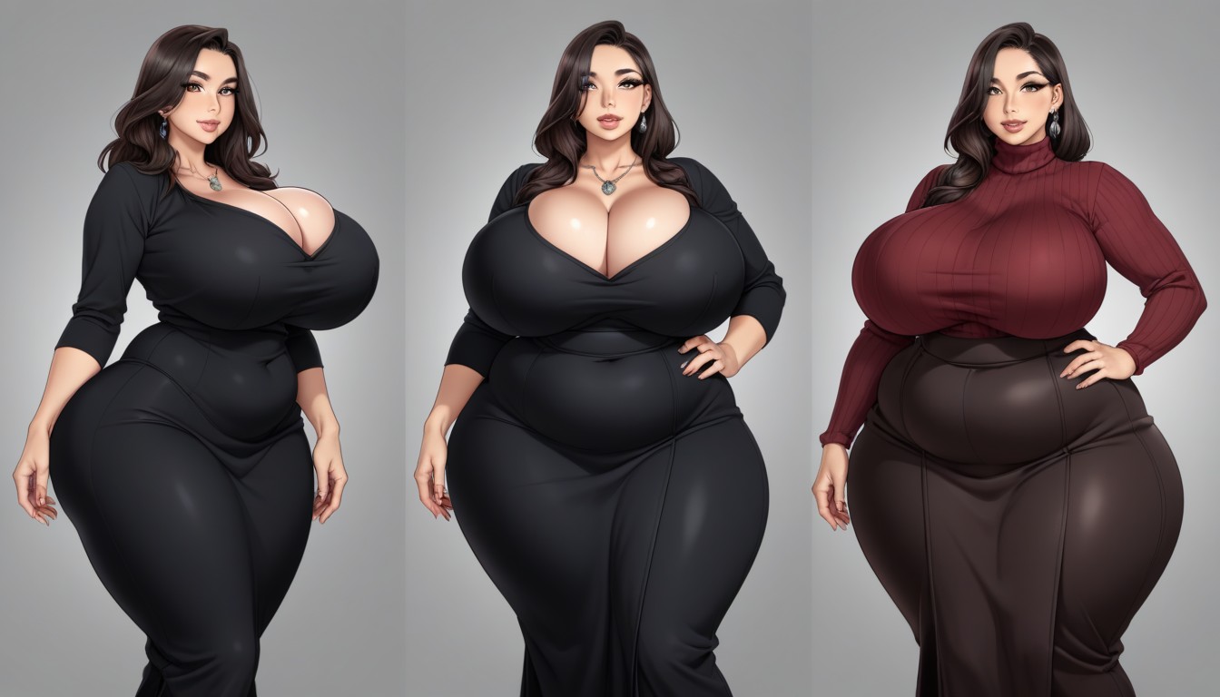 Most Hyper Ultra Mega Busty Woman Ever To Be Seen, Hyper Fat Thick Curvy Fuller Figured Asian American College Woman, Standing BBW AI Porn