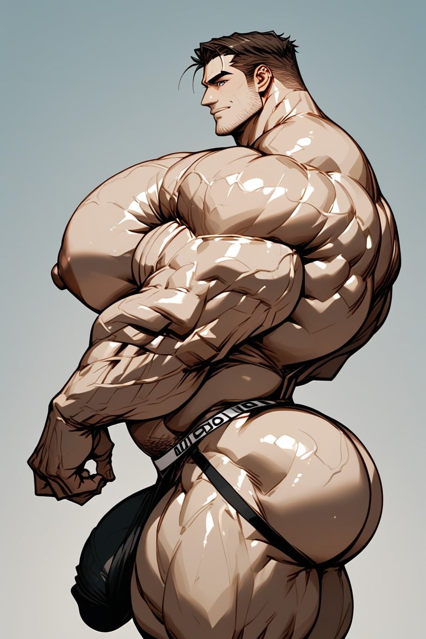 Fleshy Huge Chest, Lean Waist, Gigantic Sized Muscles AI Gay Porn