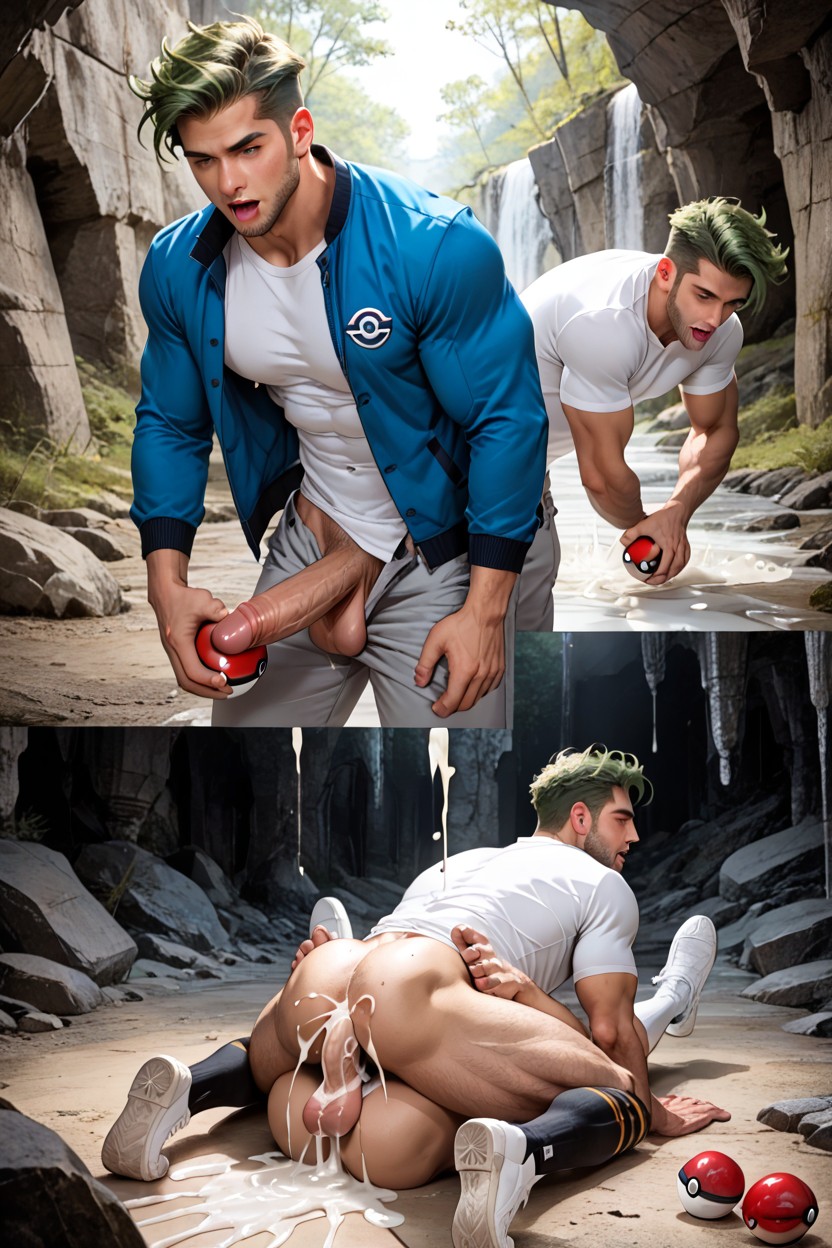 Cum On Body, Impact Lines, Muscular AI Gay Porn