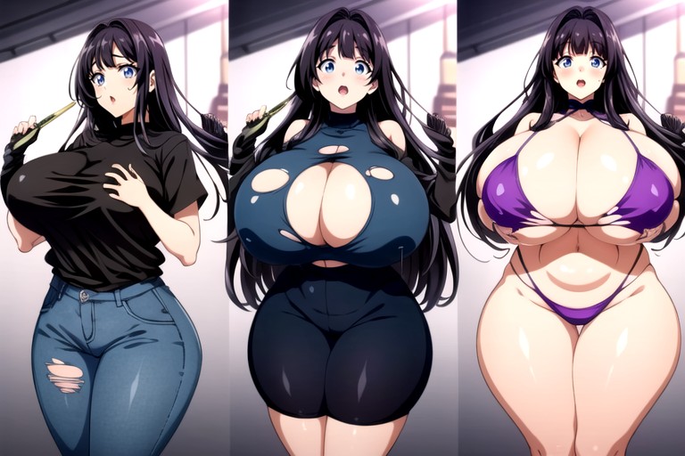18+, Split Screen, She Gains Massive Amounts Of Weight On Purpose To Enlarge Her Mega Hyper Fat Sexy Body Hentai AI Porn