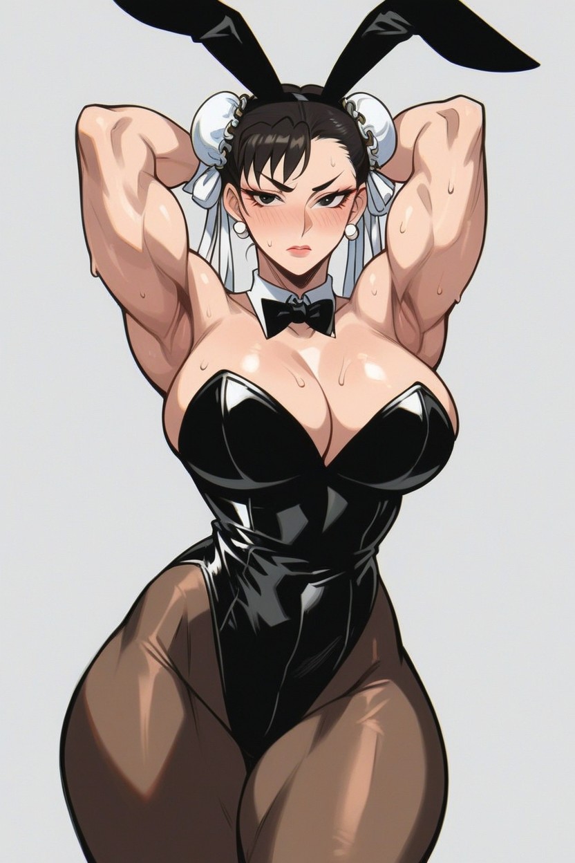 Perfect Anatomy, Muscular Build, Bunny Ears Headband Hentai AI Porn