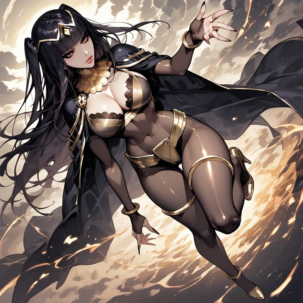 Mascara, High Resolution, Golden Metallic High Heels Hentai AI Porn