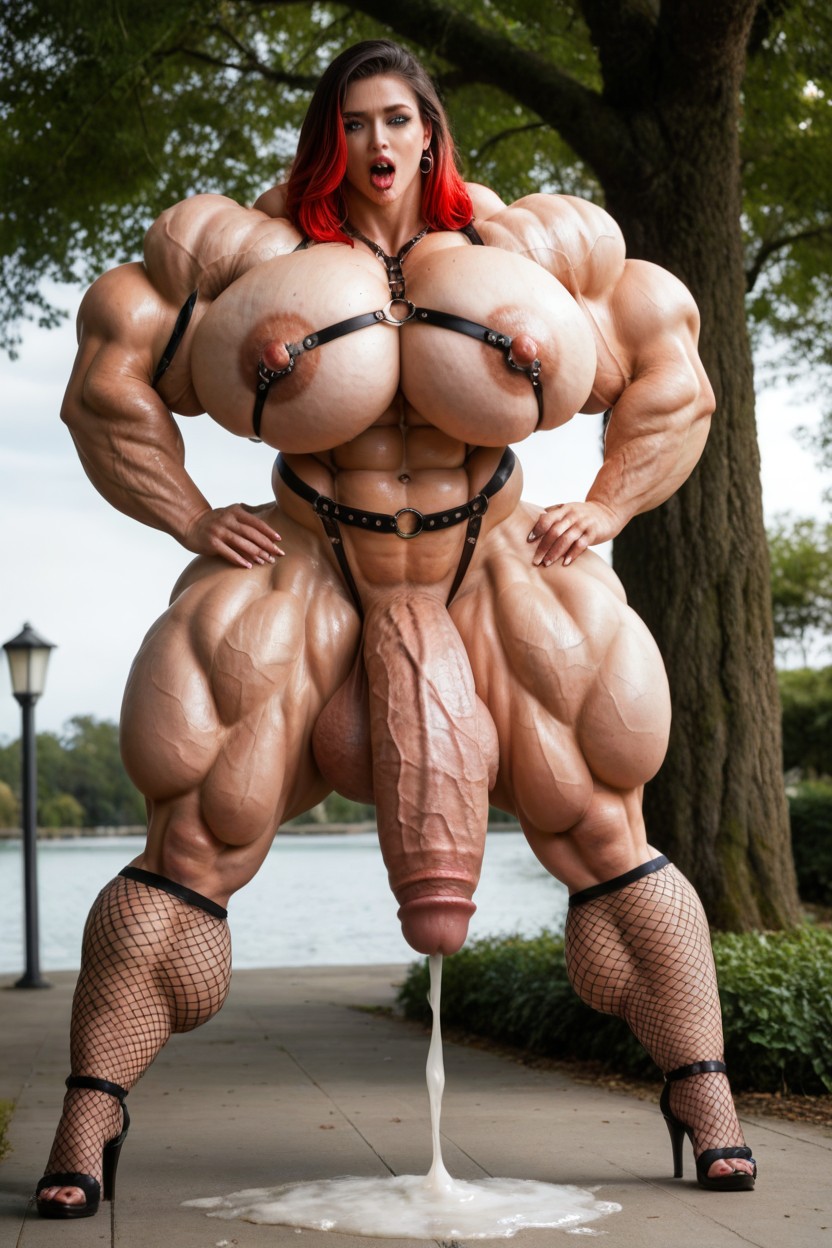 Growth, Hyper Gigantic Massive Muscles Woman, Growing Shemale AI Porn