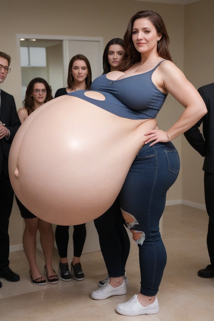Unreal Stomach Her Size, Impregnation, Belly Touching Floor Shemale AI Porn