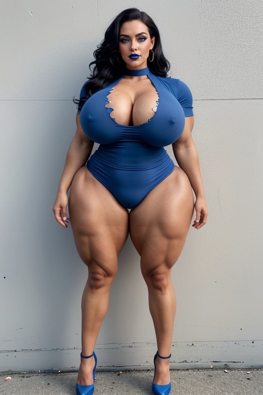 Beautiful Bimbo Face, Giant Steroid Legs, Gigantic Steroid Quadriceps AI Porn