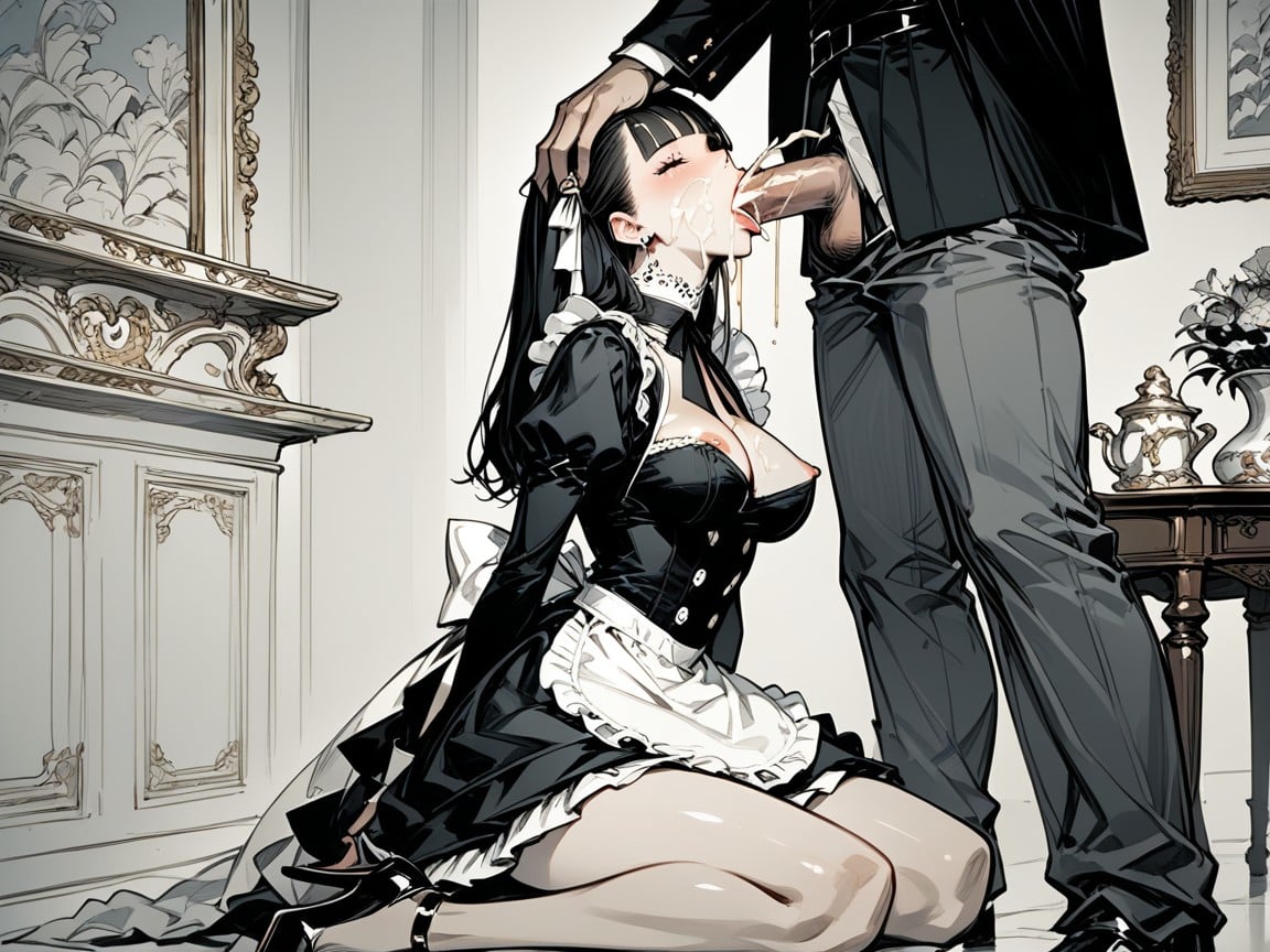 High Heels, Indoors, Holding Head During Deep Throat AI Porn