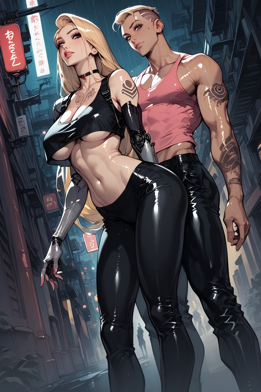 Blonde Hair, Fit, Sci-fi City Hentai AI Porn