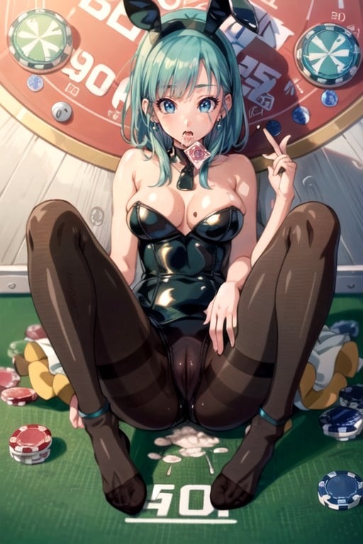 Used Condoms On Clothes, Legs Raised, Bunny Costume Hentai AI Porn
