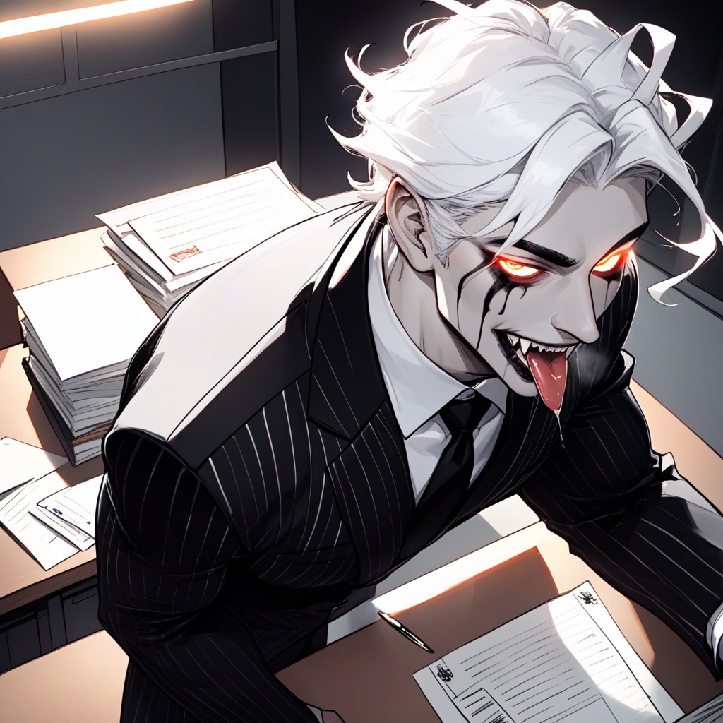 Holding Out A Business Card, Man In A Suit And Tie, With A Brief Case AI Porn