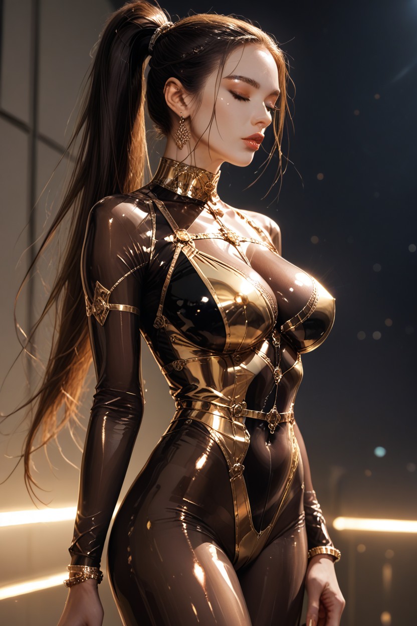 Glistening Skin, Glistening Transparent Flesh Bodystocking, Floating Hentai AI Porn