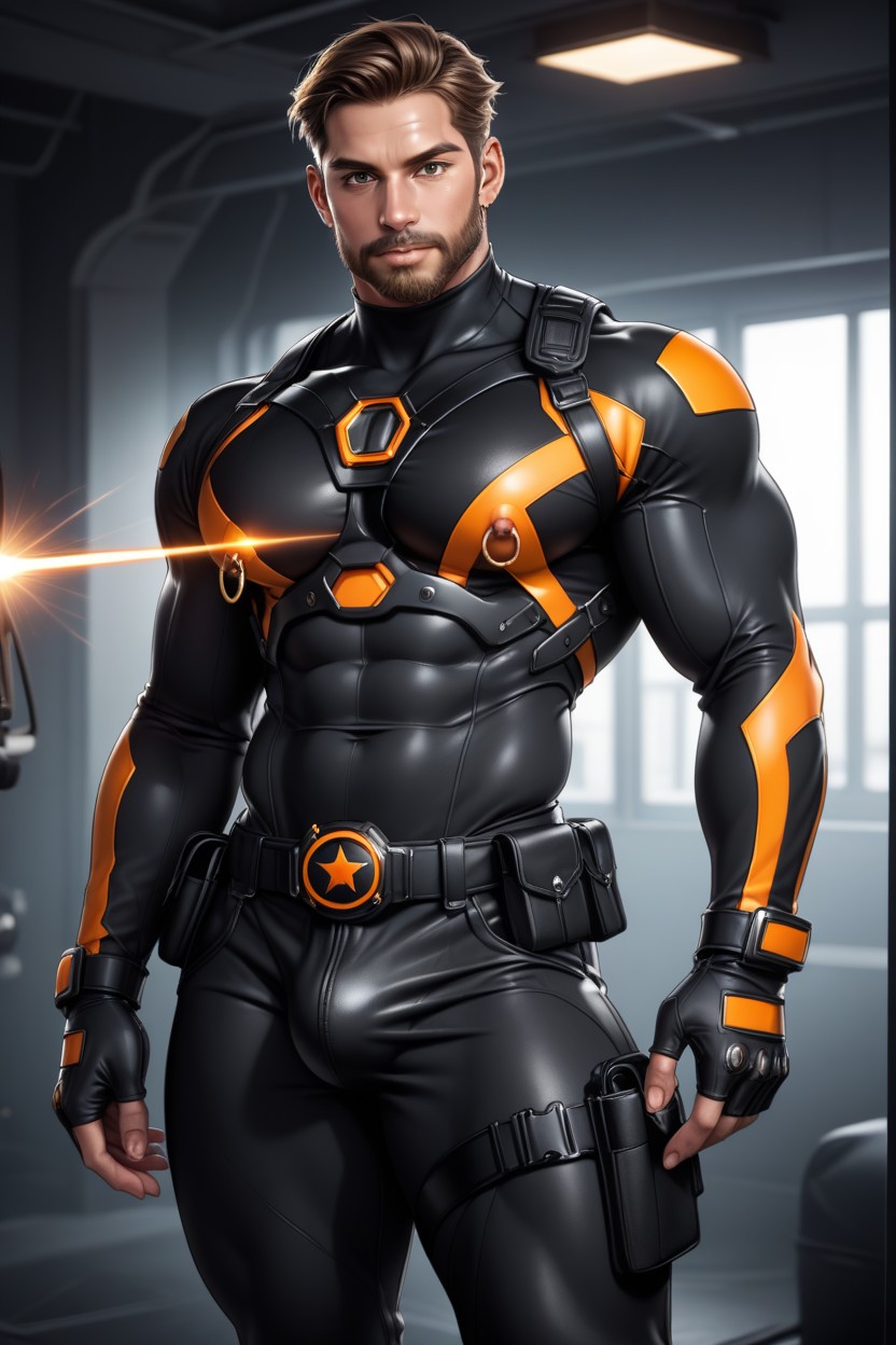 Beard, Nipple Rings, Award Winning Photo AI Gay Porn