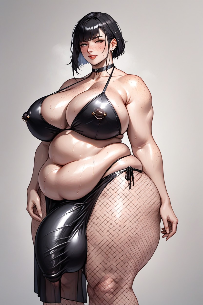 Standing Casually, Girthy Cock Bulge, Massive Breast Hentai AI Porn