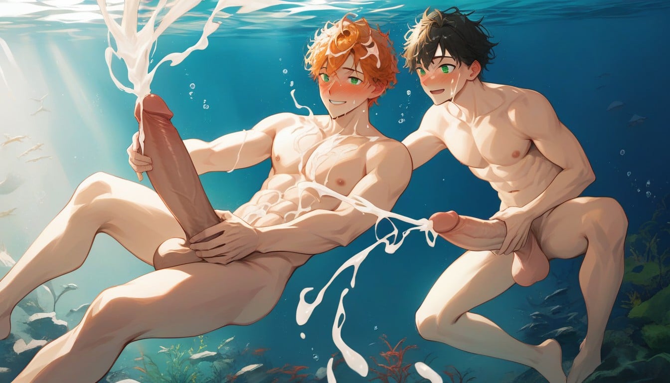 Cum On Self, Naked, In The Ocean AI Gay Porn
