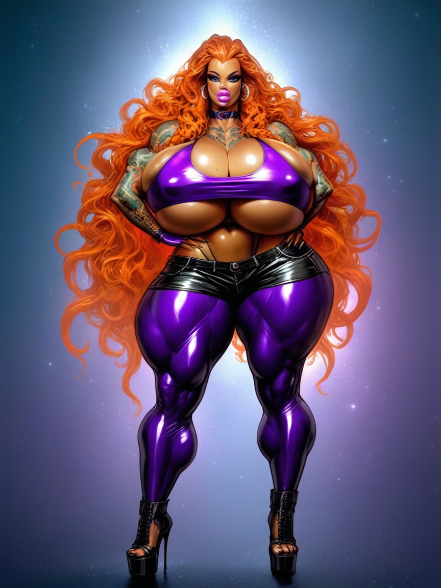 Hair Is Orange, Freckles, Impossibly Huge Breasts Shemale AI Porn