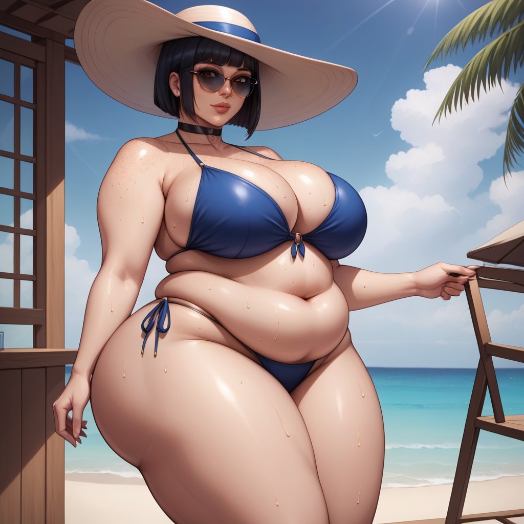 Cleavage, Sweaty, Bangs Hentai AI Porn