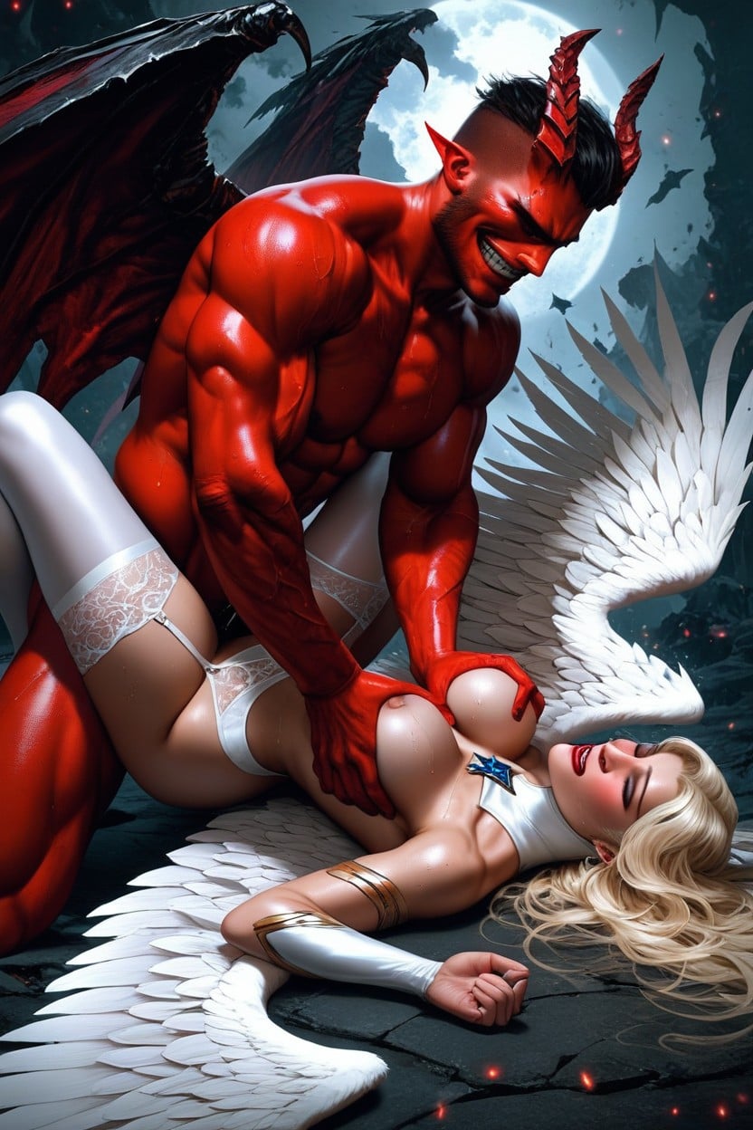 Cumshot, Realistic, Big White Wings AI Porn
