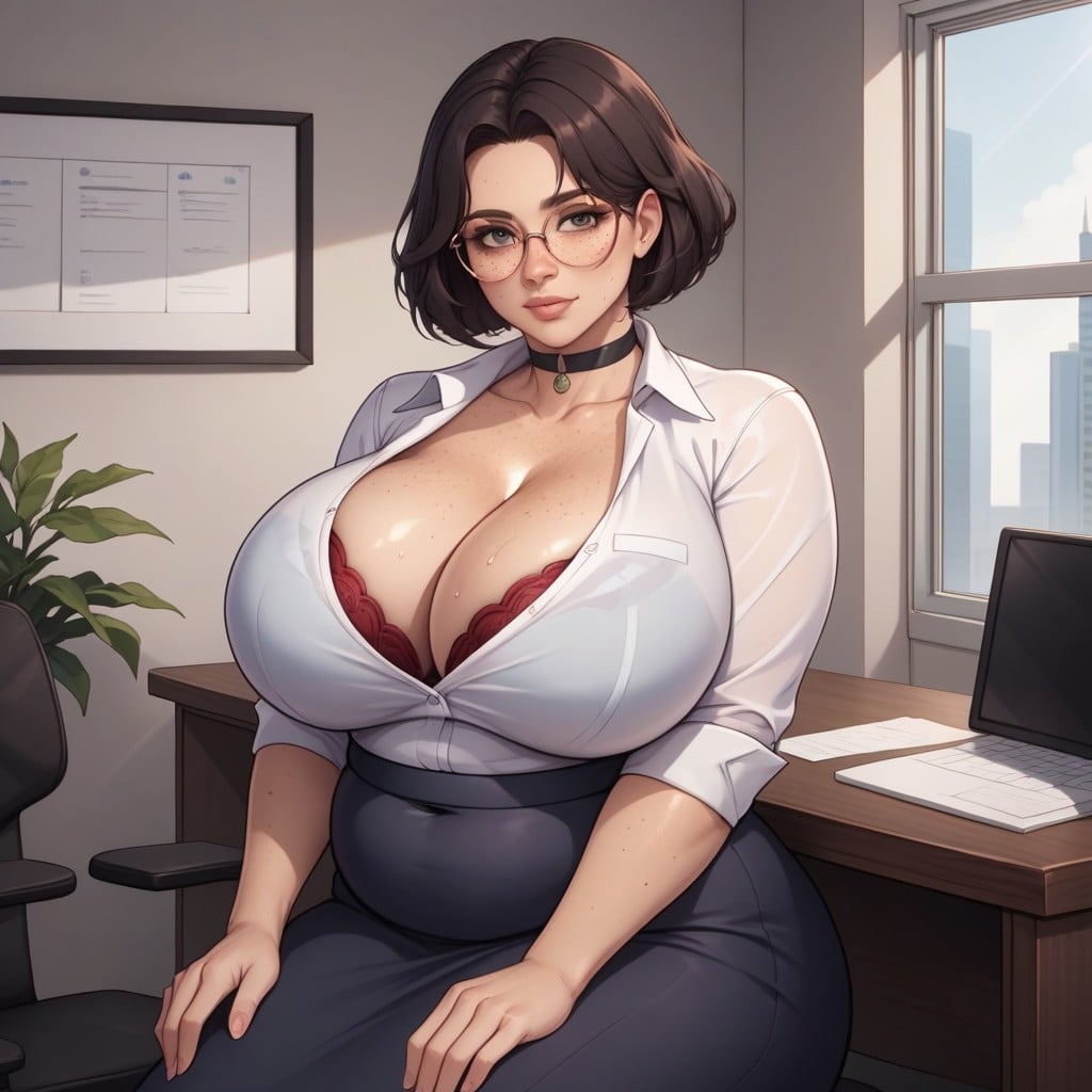 Big Fat Obese Thicc Soft Belly, Gargantilla, Falda Hentai IA
