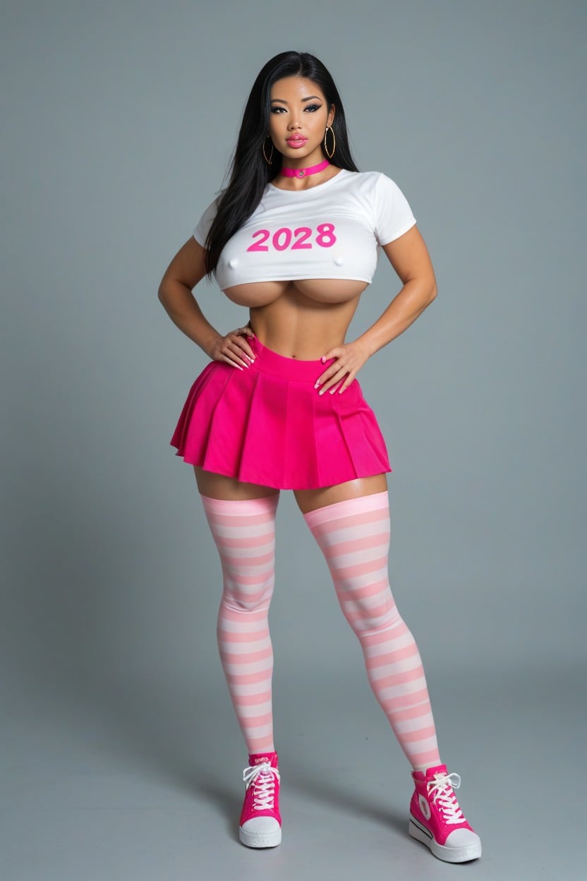 Straight Hair, Exaggerated Wasp Waist, Bimbo AI Porn