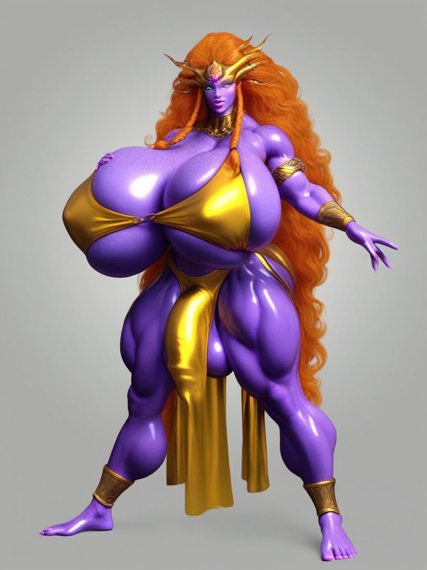 Hyper Gigantic Breasts, Full Tattoos, Alien Shemale AI Porn