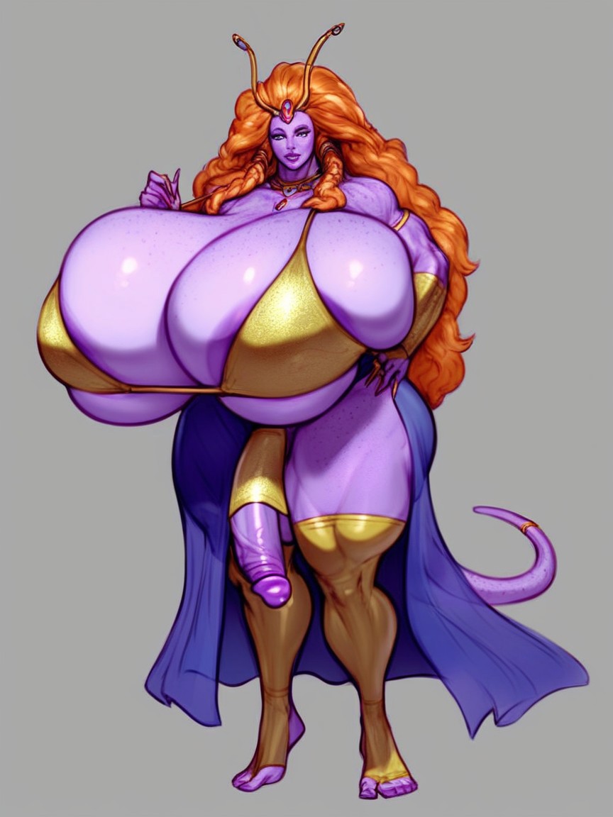 Orange Hair, Alien Feet, Extremely Muscular Shemale AI Porn