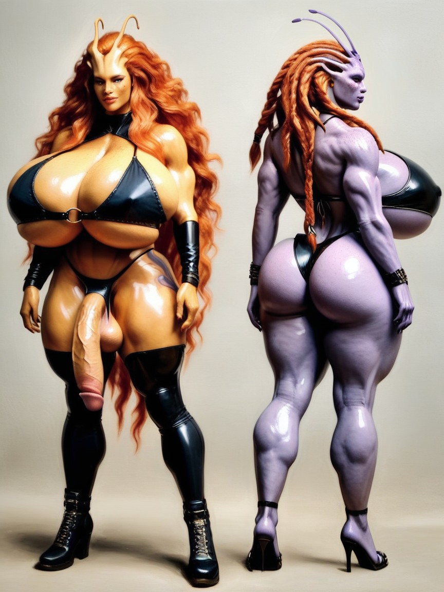 Gorgeous Alien, Orange Hair, Antennae Shemale AI Porn