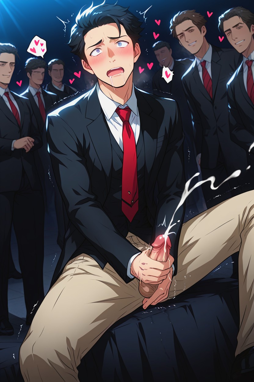 Suited Party, Dripping Precum, Trembling AI Gay Porn
