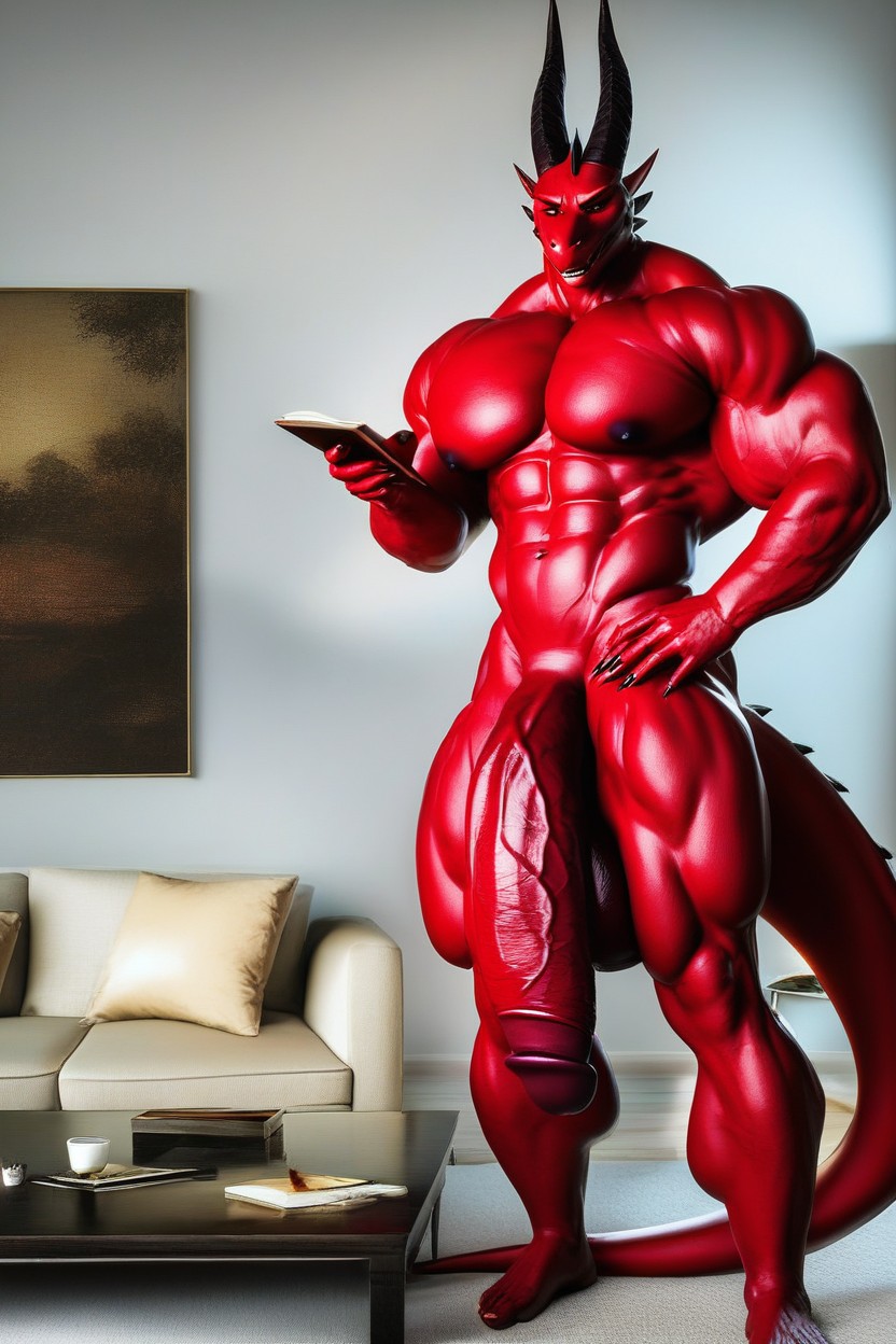 Massive Balls, Flaccid Extreme Hyper Cock, Extremely Muscular Furry AI Porn