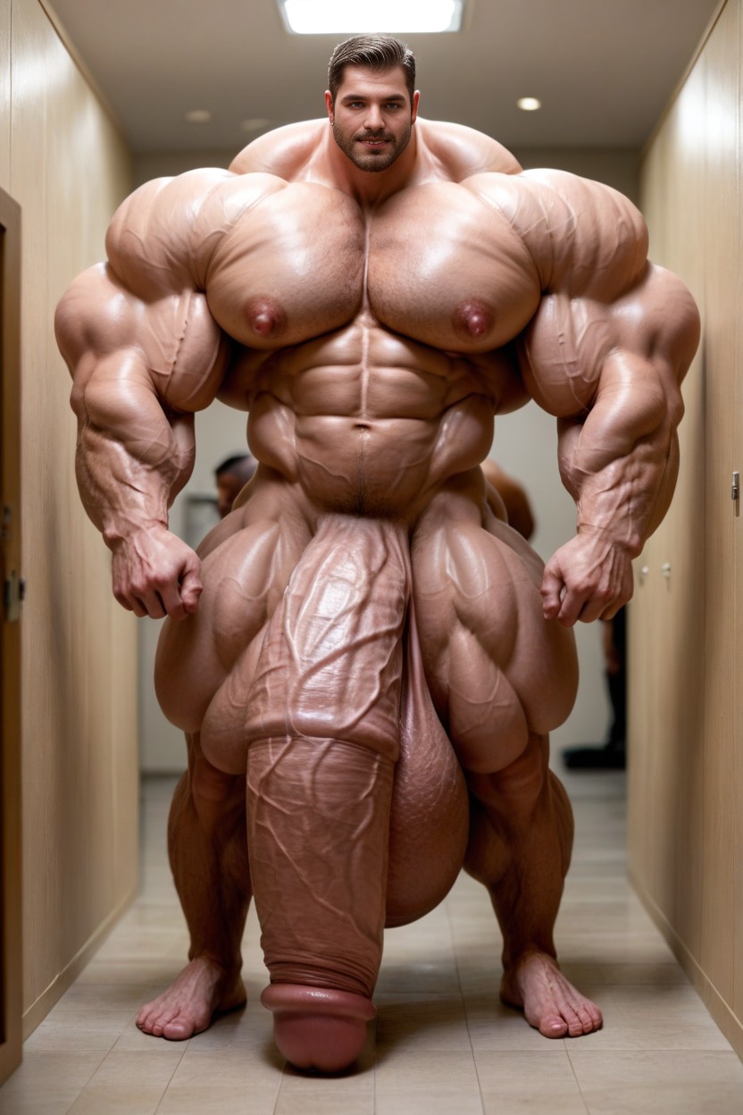 Male, Many People Around, Oversized Muscles AI Gay Porn
