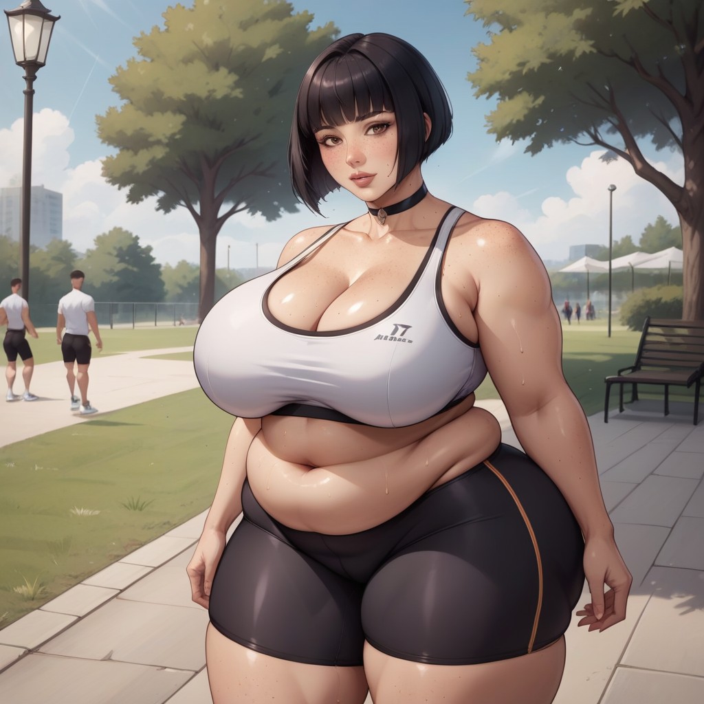 Sporty Shorts, Brown Eyes, Beautiful Face Hentai AI Porn