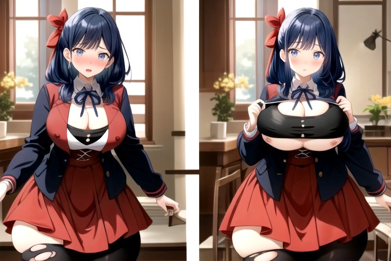 Facing Foward Showing Her Growth So Much More Fatter, Cleavage, The Most Mega Ultra Hyper Enlarging Fat Breasts Expansion Hentai AI Porn