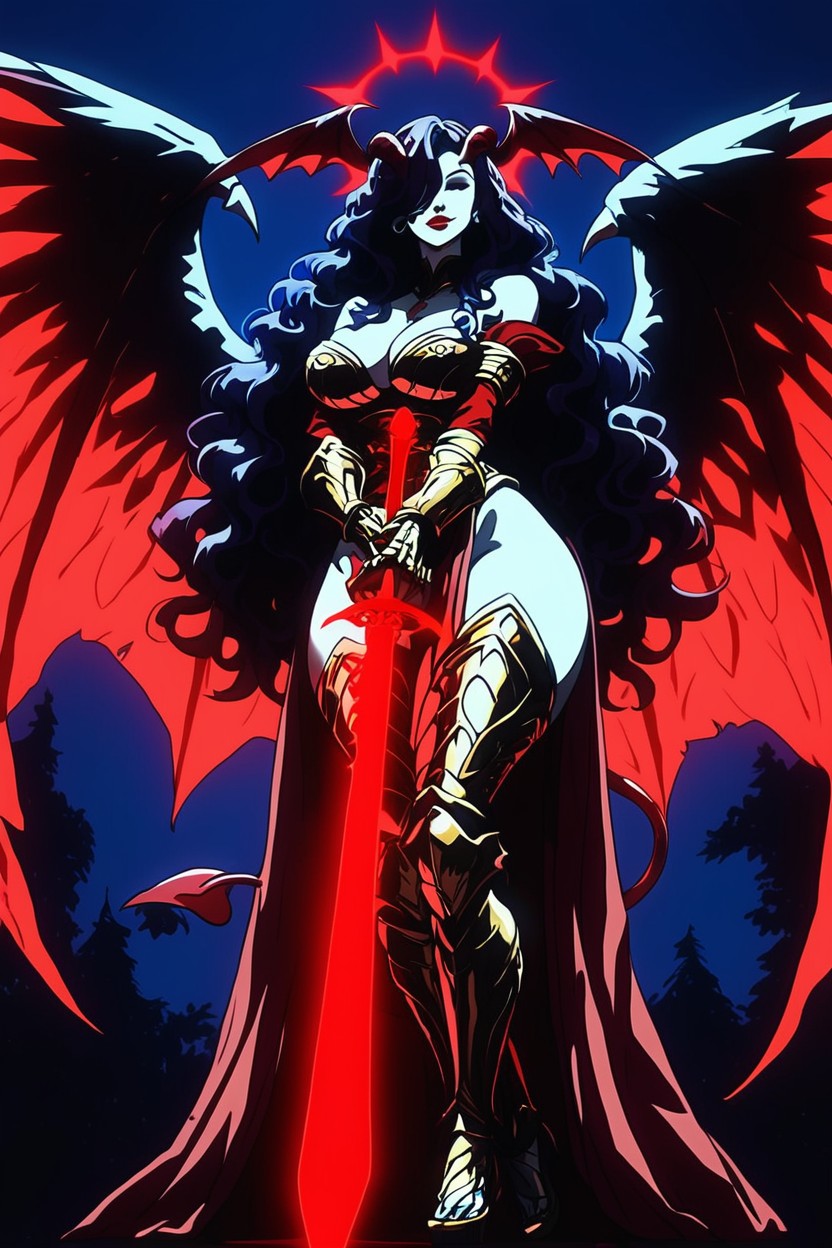 Succubus, Gold Armor Grieves, Black Harem Pants Hentai AI Porn