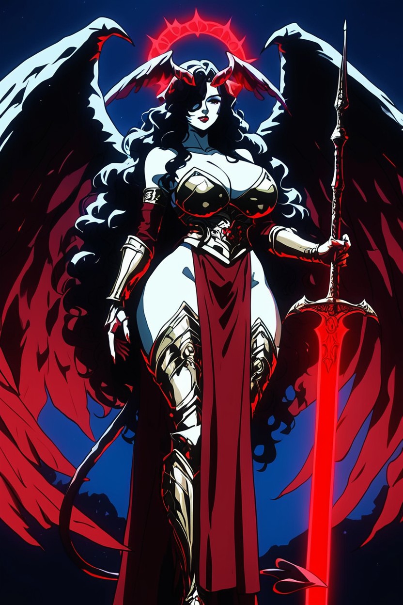 Long Hair, Holding Spear, Red Lipstick Hentai AI Porn