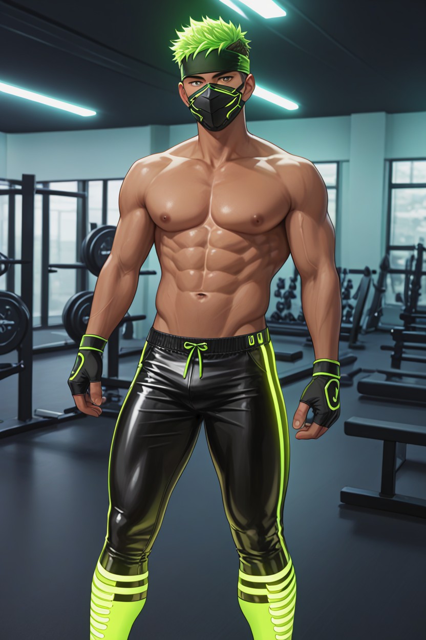 Gym, Tanned Skin, Abs AI Gay Porn