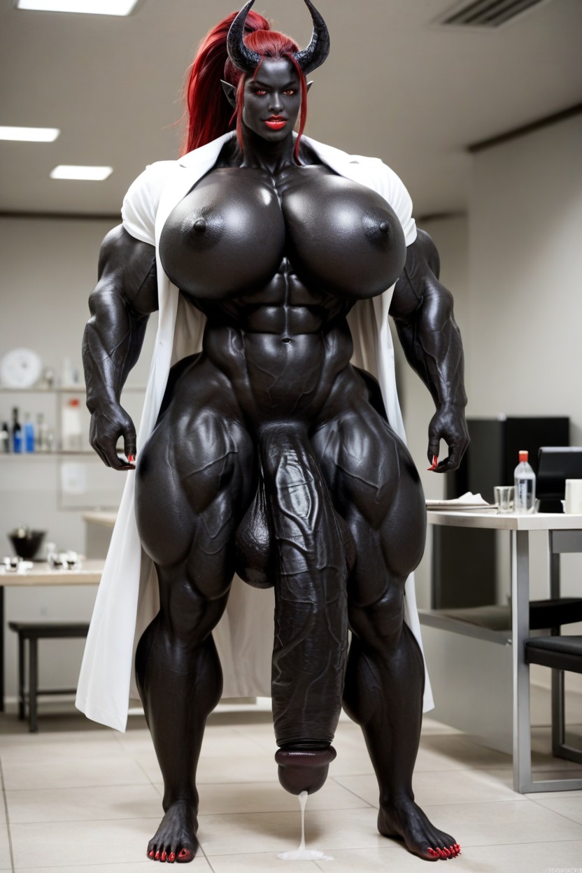 Black Cock Bigger Than Body, Extremely Swollen Veins, Big Claws Shemale AI Porn