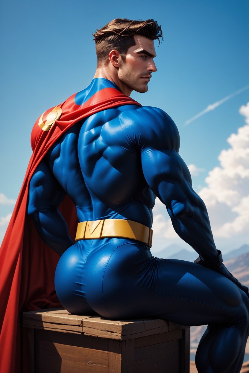 Omni-man From The Comics Book “invincible”, 1 Personne, Sitting With Ass Towards Camera Porno IA Gay