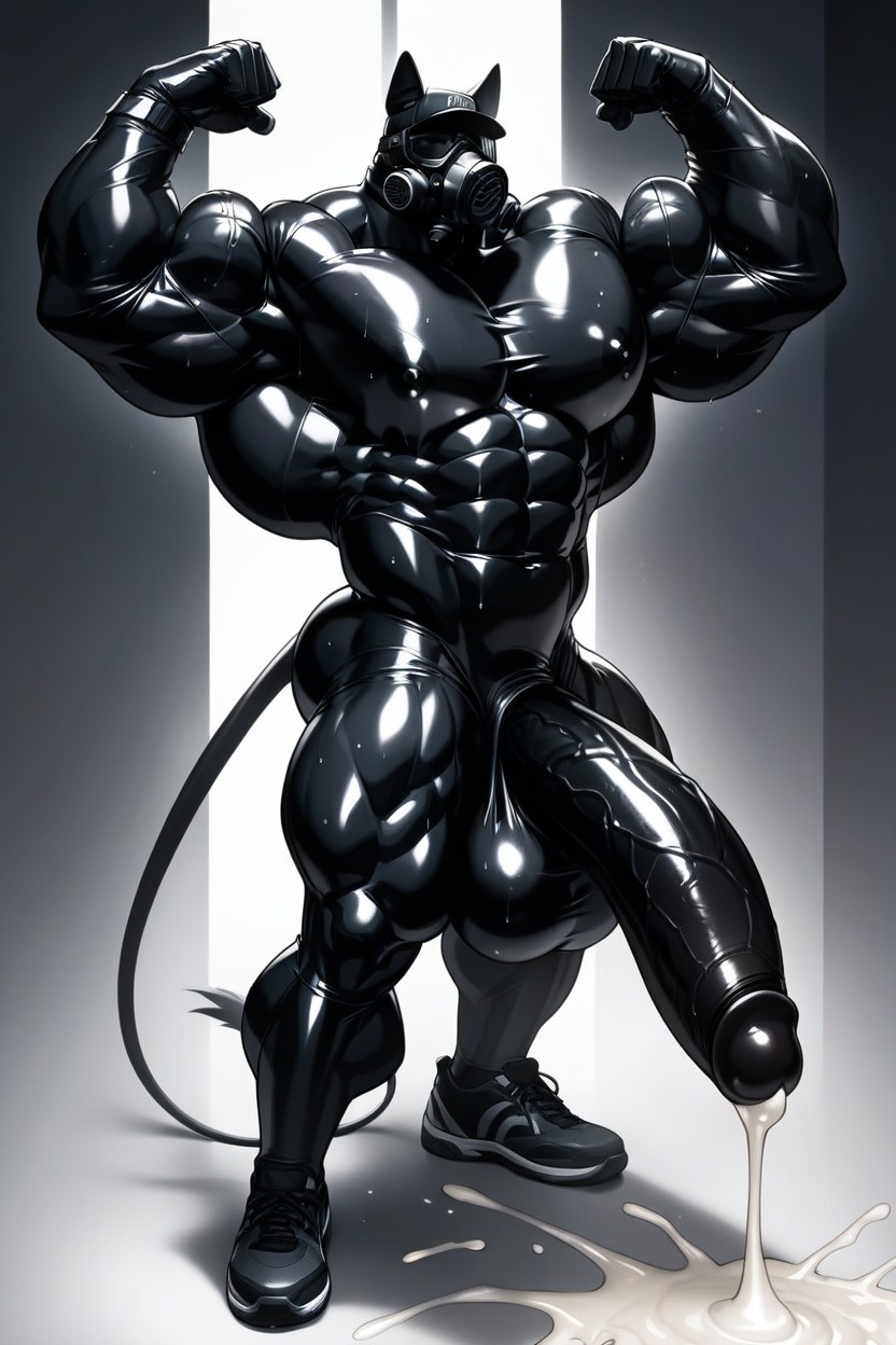 Large Muscular, Profuse Sweating, Pulse Furry AI Porn