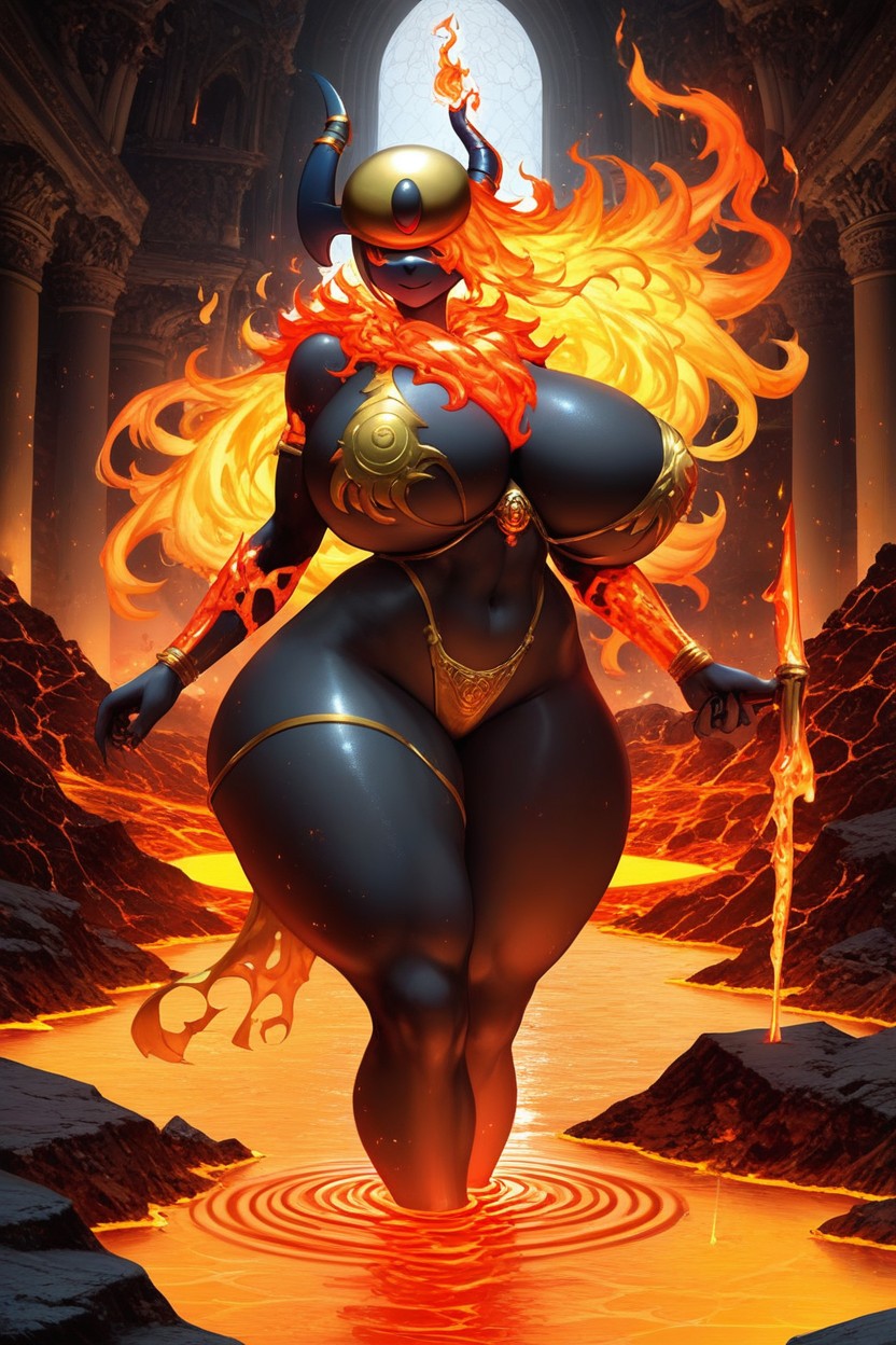 Gold Helmet Mask Coving Eyes, Wide Hips, Breasts Porno latina IA