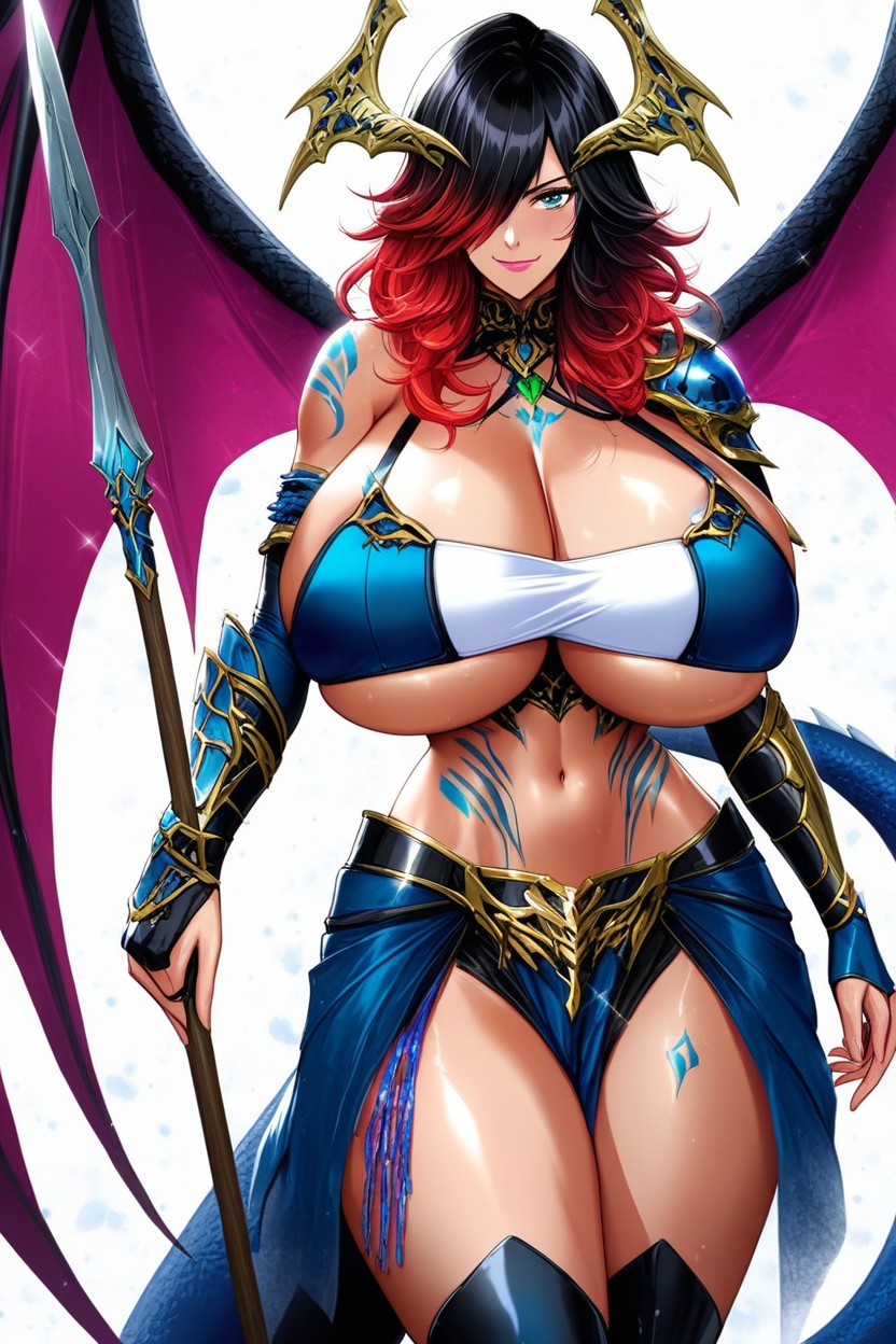 Wide Hips, Blue Eyes, Bare Shoulders Hentai AI Porn