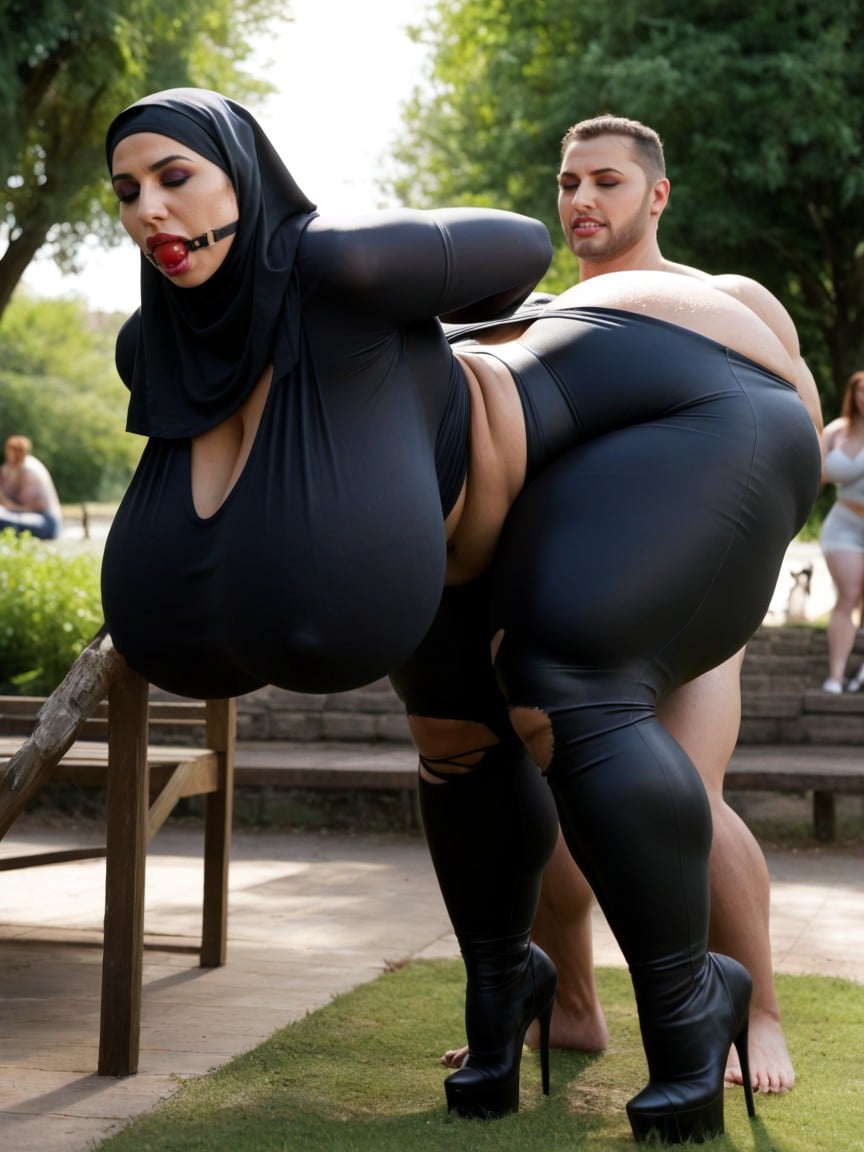 Torn Clothes, Angry, Bending Over BBW AI Porn