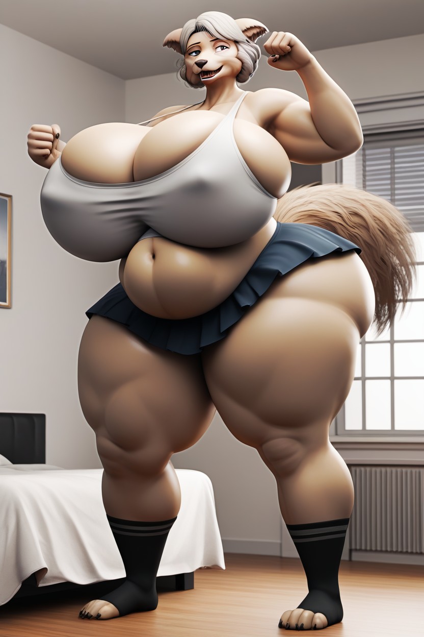 Huge Tits, Skirt, Fat Furry AI Porn
