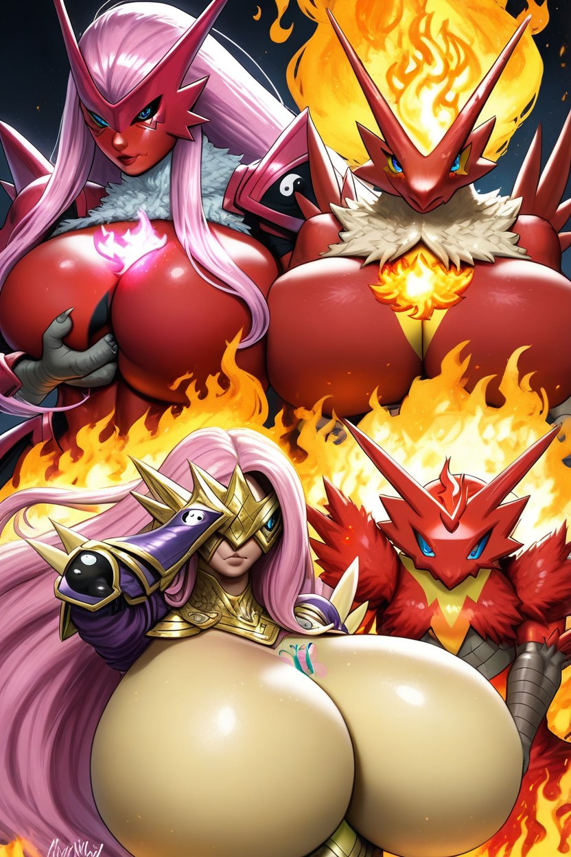 Irelia Xan From League Of Legends, Flaming Magma Armor On Legs, Viking Latina AI Porn