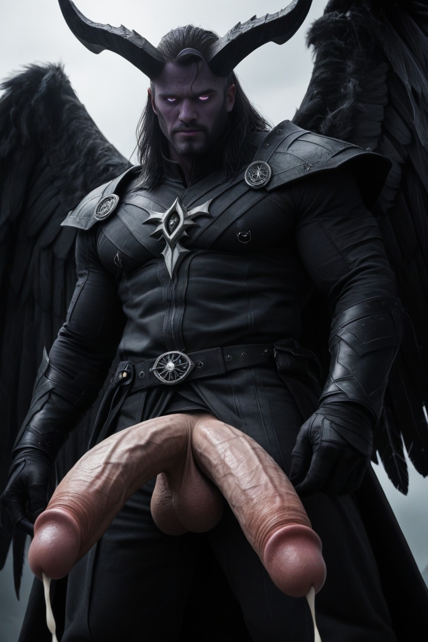 Curved Backwards And Covered With Cracks, Ready To Ejaculate A Stream Of Sperm At Any Moment, Obsidian Skin AI Gay Porn